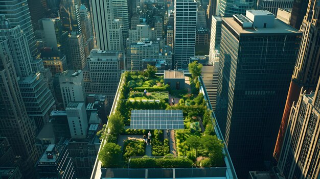 A Bustling City Rooftop Garden