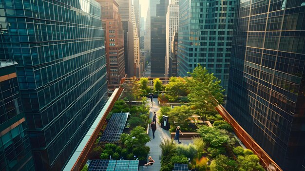 A Bustling City Rooftop Garden