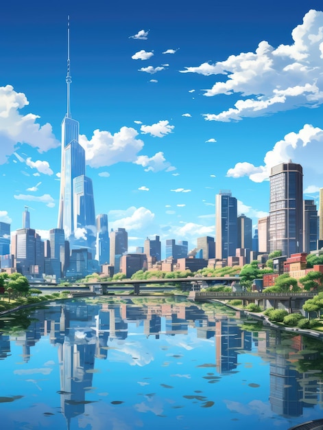 bustling cityscape background