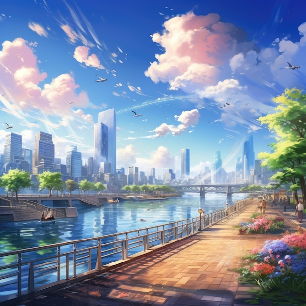 bustling cityscape background