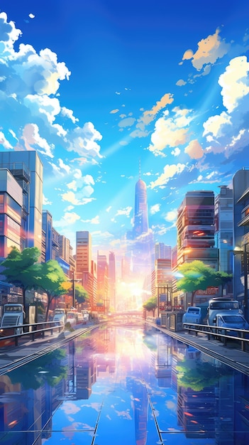 bustling cityscape background