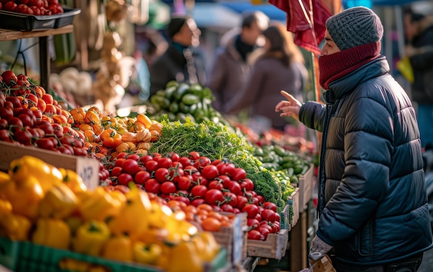 Bustling Farmers Market Stalls