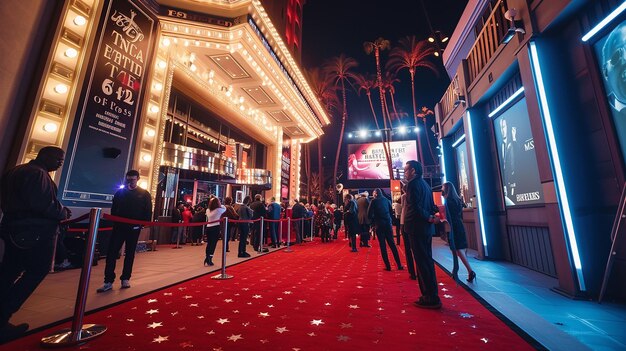 Photo bustling film festival with red carpet