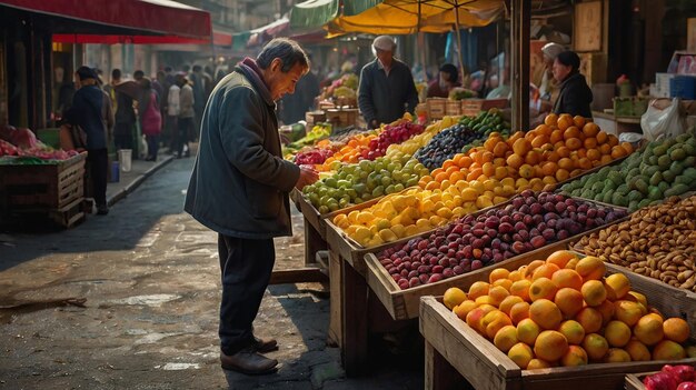 Bustling market stall vibrant colorful produce bustling market stall