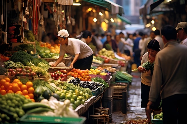 Photo bustling marketplace a vivid depiction of local commerce and shopping escapades