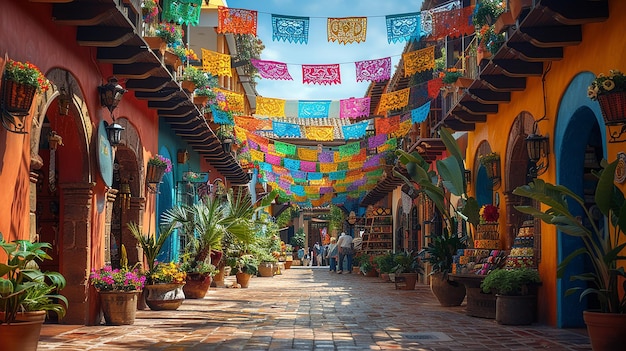 Bustling Mexican Marketplace Vibrant Atmosphere