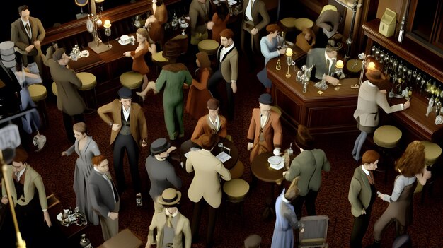 Photo a bustling scene from a 1920s american speakeasy