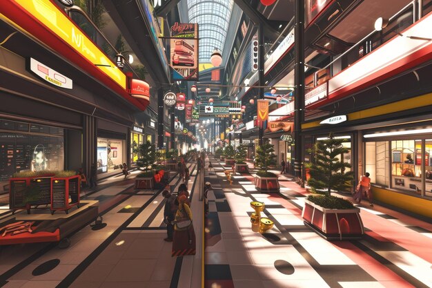 A bustling shopping mall in the metaverse AI generated