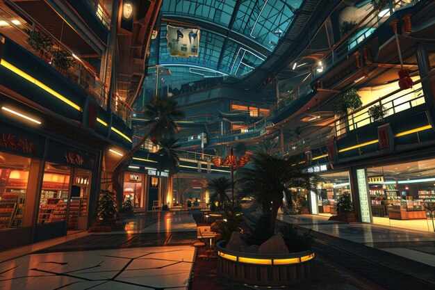 A bustling shopping mall in the metaverse AI generated