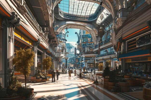 A bustling shopping mall in the metaverse AI generated