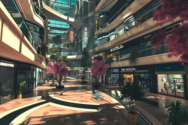 A bustling shopping mall in the metaverse AI generated