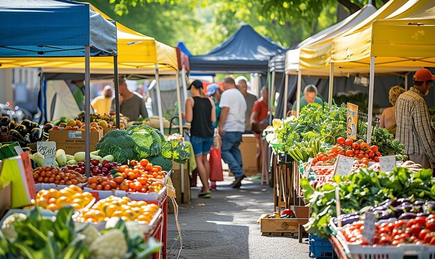 Photo bustling summer food truck festival