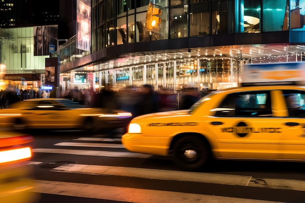 A bustling taxi stand in a crowded city street