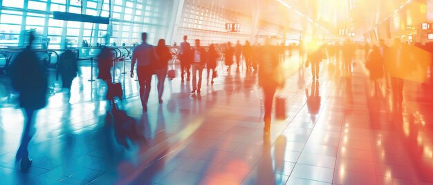 A busy airport with people walking around and carrying luggage by ai generated image