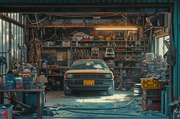 Busy Auto repair shop Generate Ai