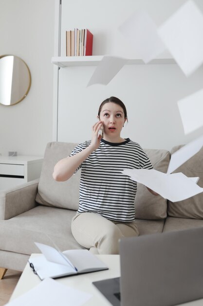 busy business woman working with documents at workplace in a modern office office manager