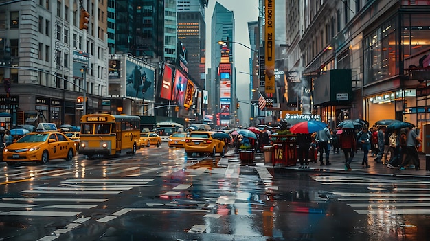 a busy city street with a sign that says quot the word quot on it