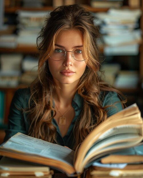 A Busy Office Worker Surrounded By Stacks Background