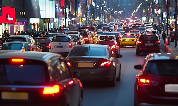 Photo a busy street with cars and a sign that saysaron it