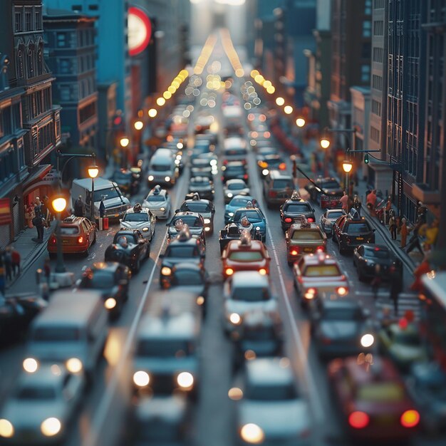 Photo a busy street with a lot of traffic and a stop light