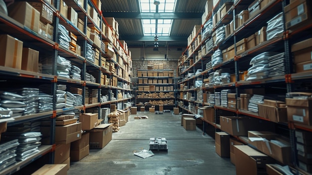 Busy Warehouse Filled With Boxes