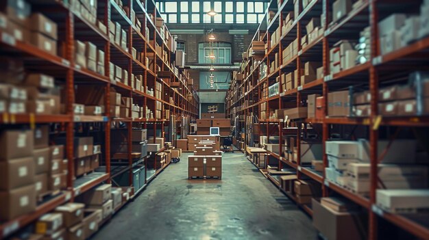 Busy Warehouse Filled With Boxes