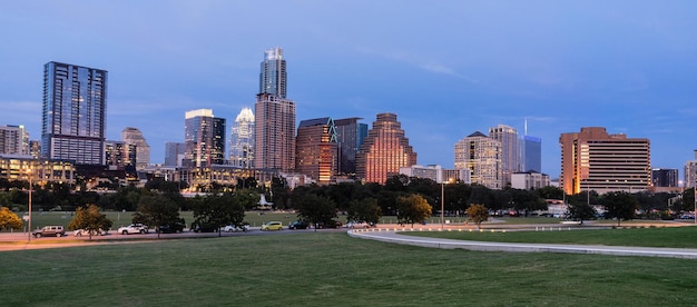 Butler Metro Park Grounds Night Dusk Downtown City Skyline Austin