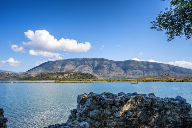 Butrint lake and vivari channel of national park of butrint albania