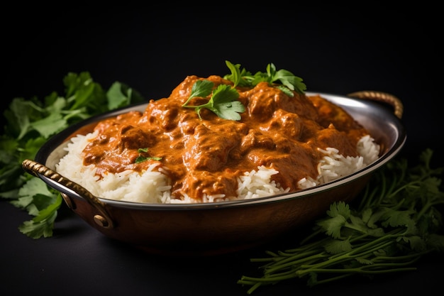 Butter chicken with a rich buttery tomato sauce and a dash of garam masala