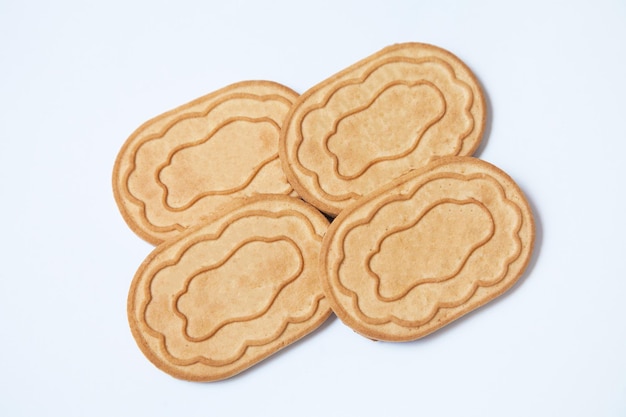 Butter cookies different form on white background