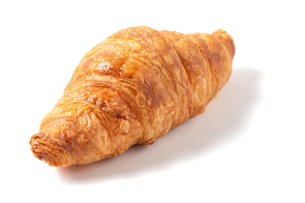 Butter Croissant isolated on white background Homemade bakery concept