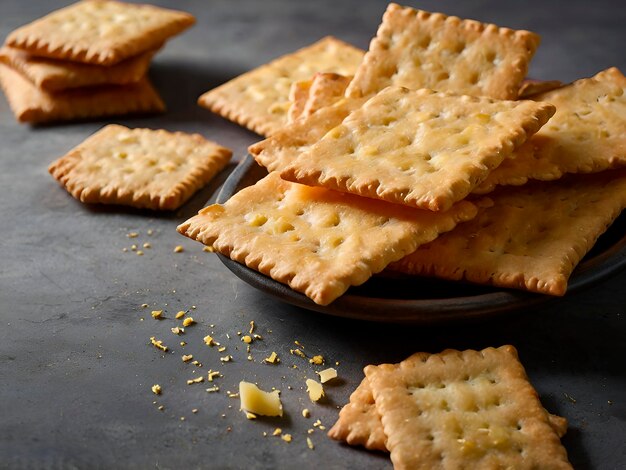 Photo butter flavored crackers with a light and flaky texture