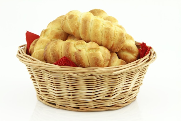 Butter shortbread bisquits in a basket