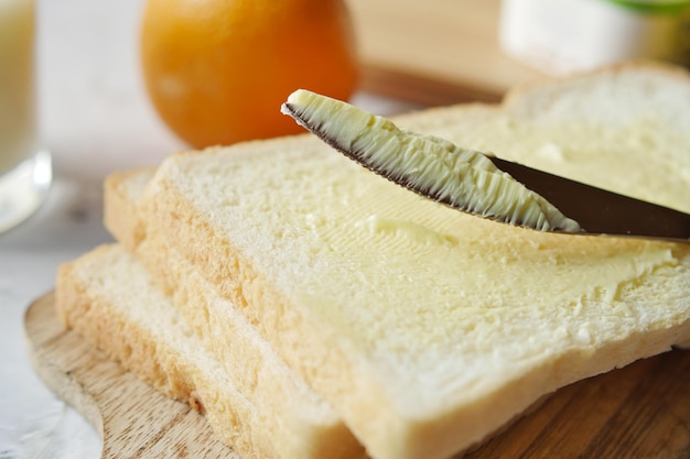 Butter spread on a bread