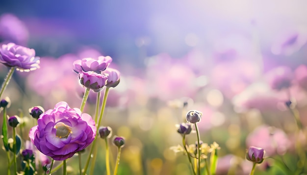 Photo buttercup flower in field with blur background