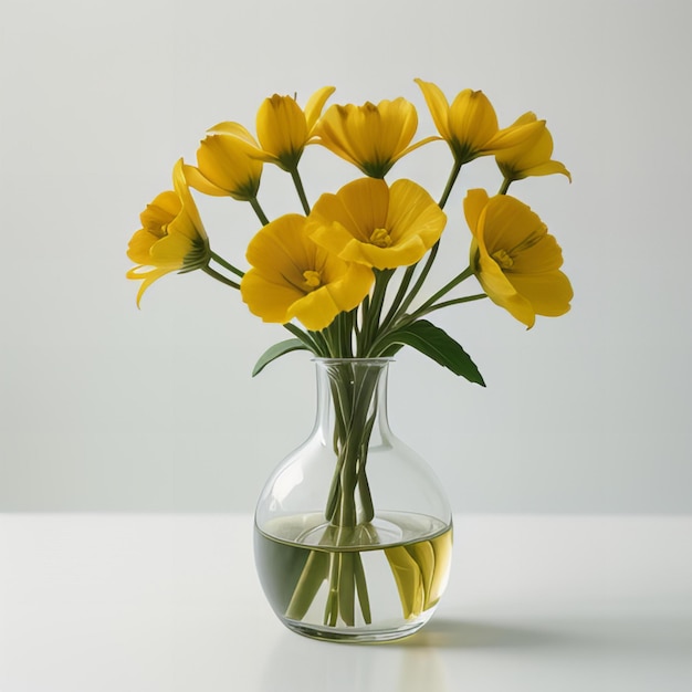 Buttercup flower vase white background