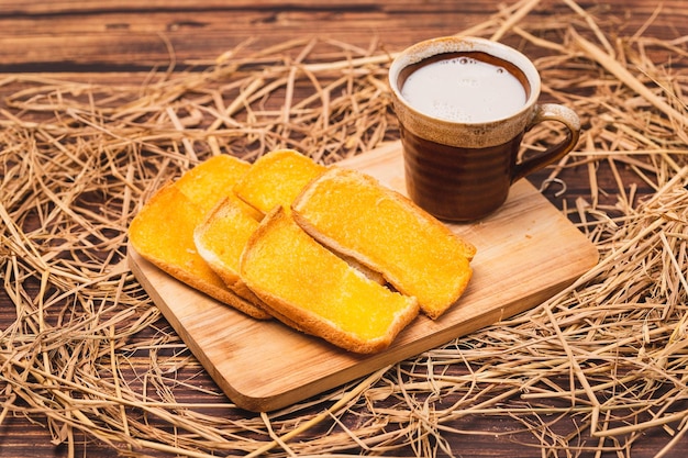 Buttered Bread with warm cow's milk