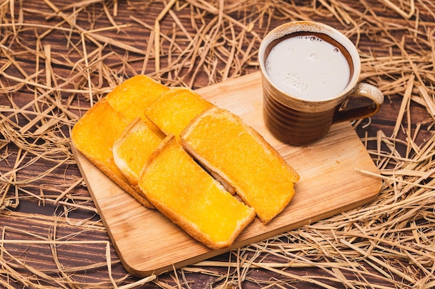 Buttered Bread with warm cow's milk