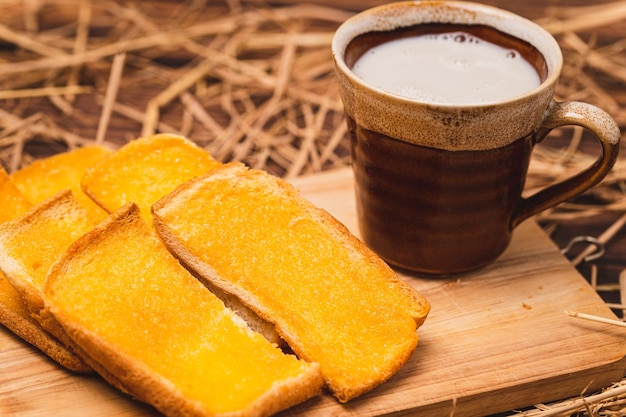 Buttered Bread with warm cow's milk