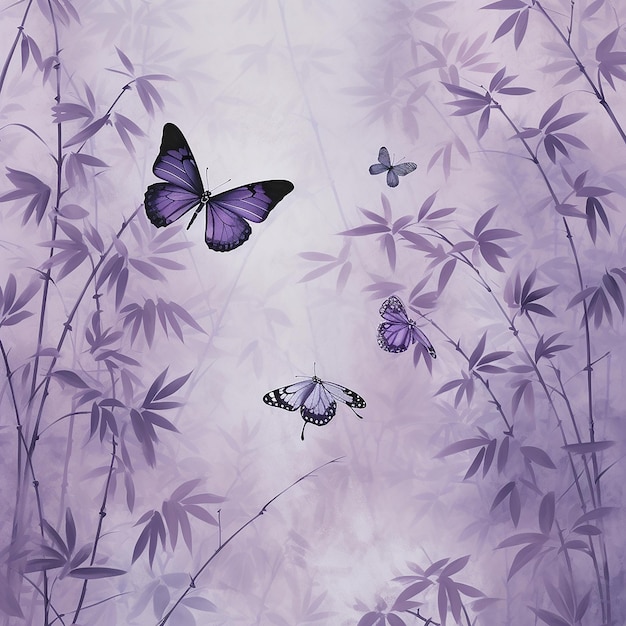 butterflies in a bamboo tree painting