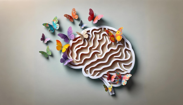 Butterflies Emerging from Autism Brain in Paper Craft