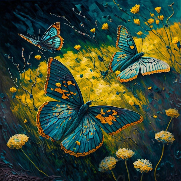 Butterflies In a Flower Field