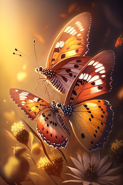 Butterflies on a flower - photo #