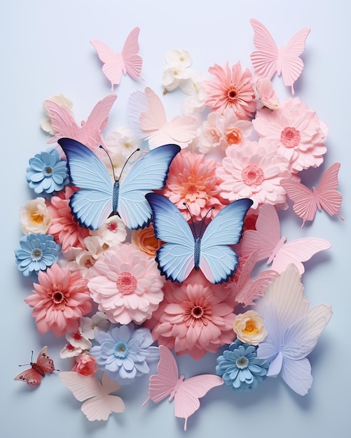 Photo butterflies flowers on a white background