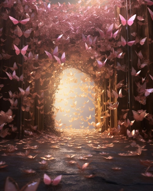 Butterflies Flying Out of Pink Tunnel