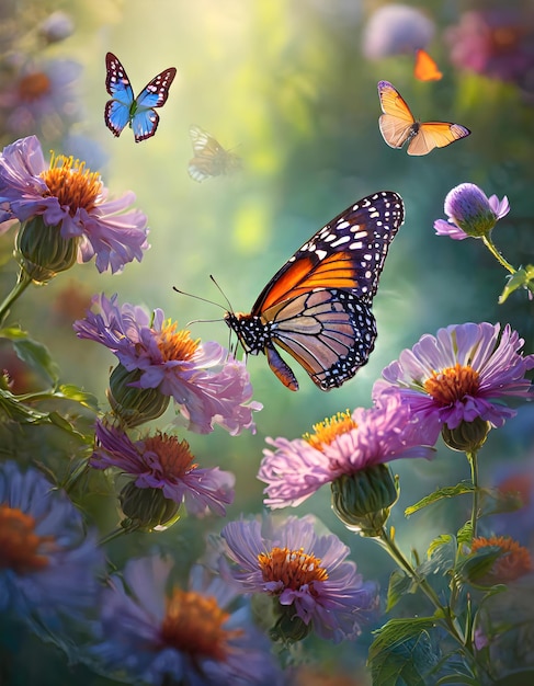 Photo butterflies in spring