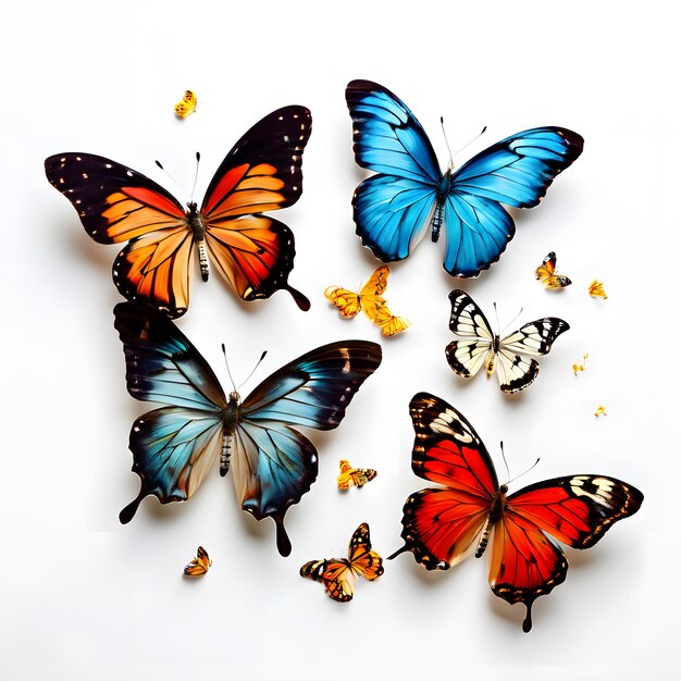 Butterflies on white background