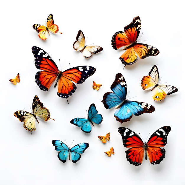 Butterflies on white background