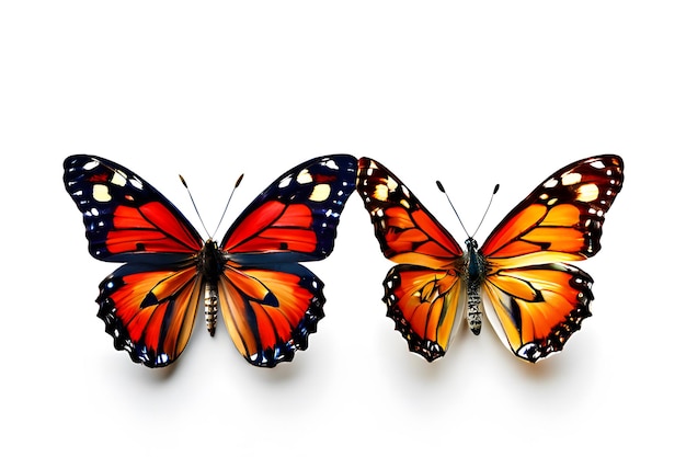 Butterflies on white background