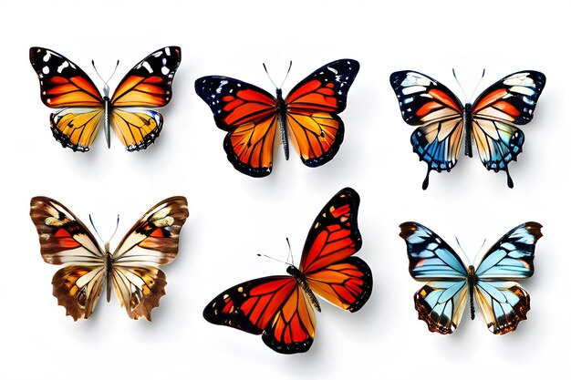 Butterflies on white background